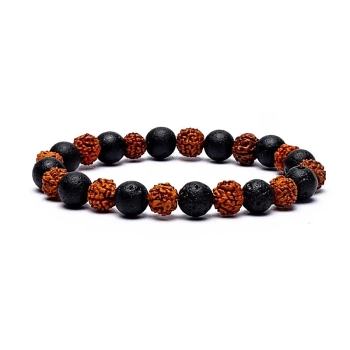 Bransoletka mala Rudraksha - lawa wulkaniczna mm